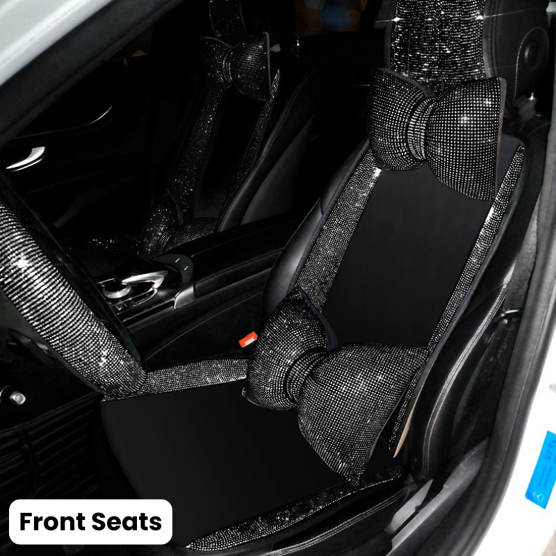 Complete Black Sparkling Set – Seat Covers, Pillows, Steering Cover & More