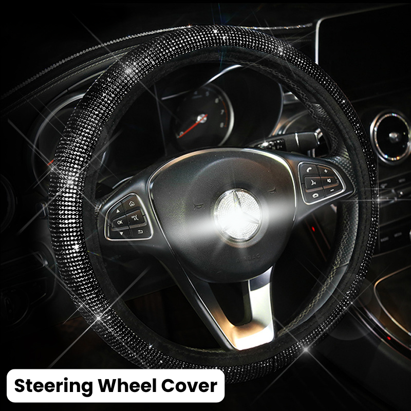Complete Black Sparkling Set – Seat Covers, Pillows, Steering Cover & More