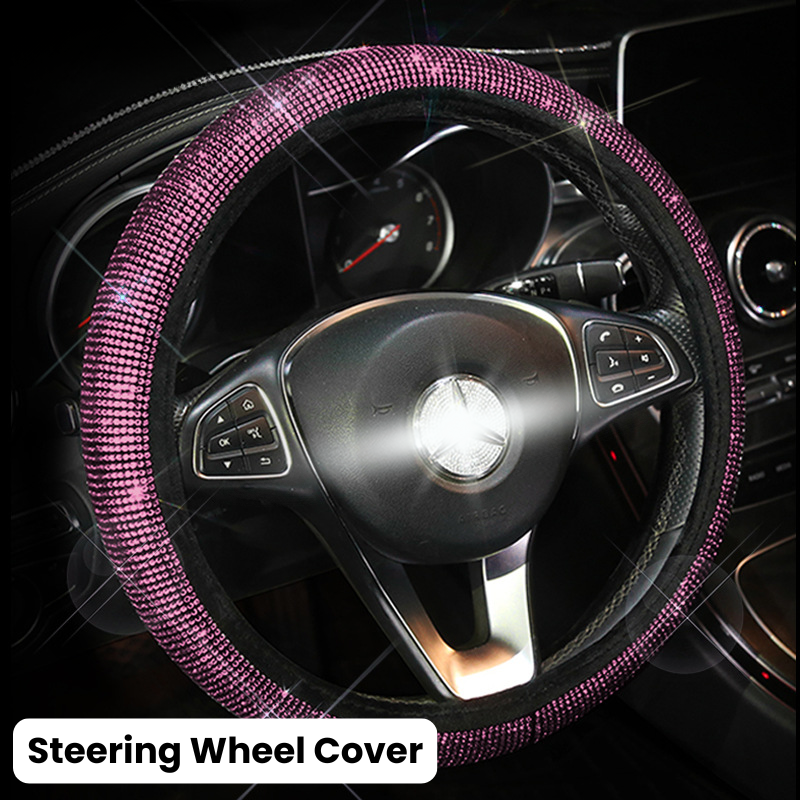 Complete Pink Sparkling Set – Seat Covers, Pillows, Steering Cover & More