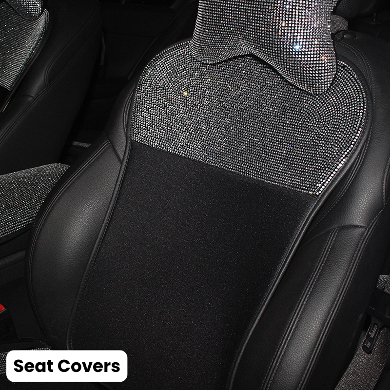 Complete White Sparkling Set – Seat Covers, Pillows, Steering Cover & More