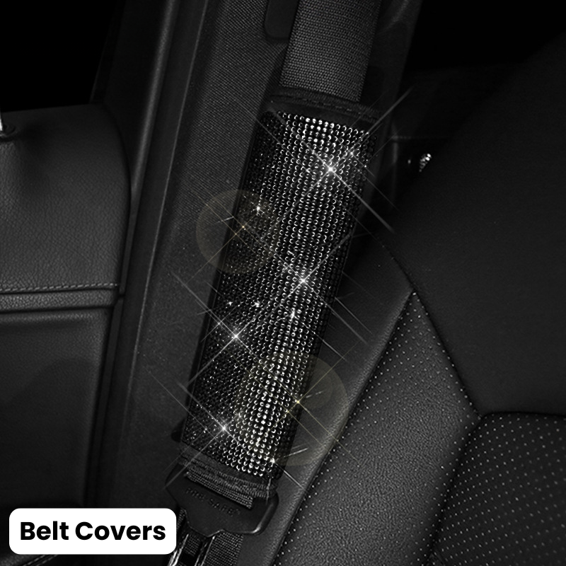 Complete Black Sparkling Set – Seat Covers, Pillows, Steering Cover & More
