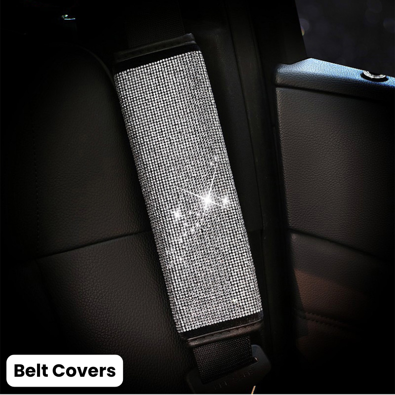 Complete White Sparkling Set – Seat Covers, Pillows, Steering Cover & More