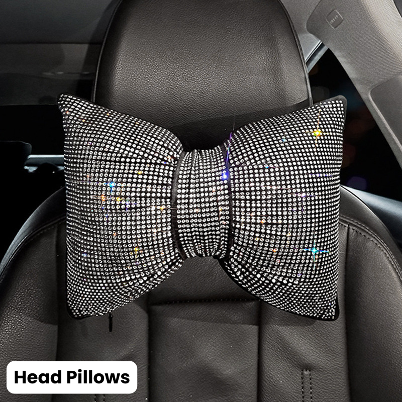 Complete White Sparkling Set – Seat Covers, Pillows, Steering Cover & More