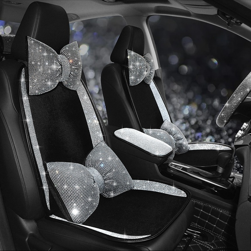 Complete White Sparkling Set – Seat Covers, Pillows, Steering Cover & More