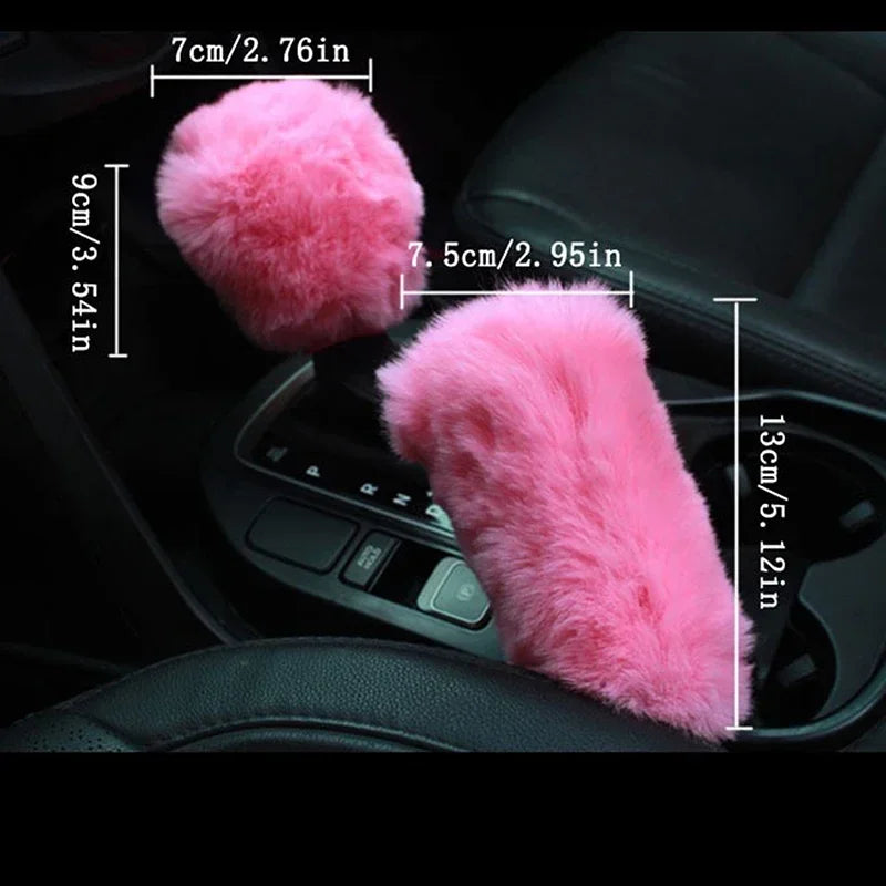3-Piece Plush Car Cover Set – Steering, Gearshift & Handbrake