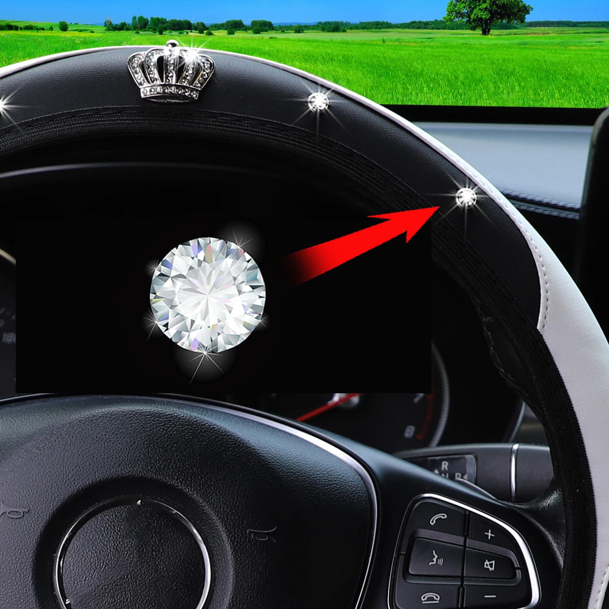 3-Piece Leather Car Cover Set – Crown Design