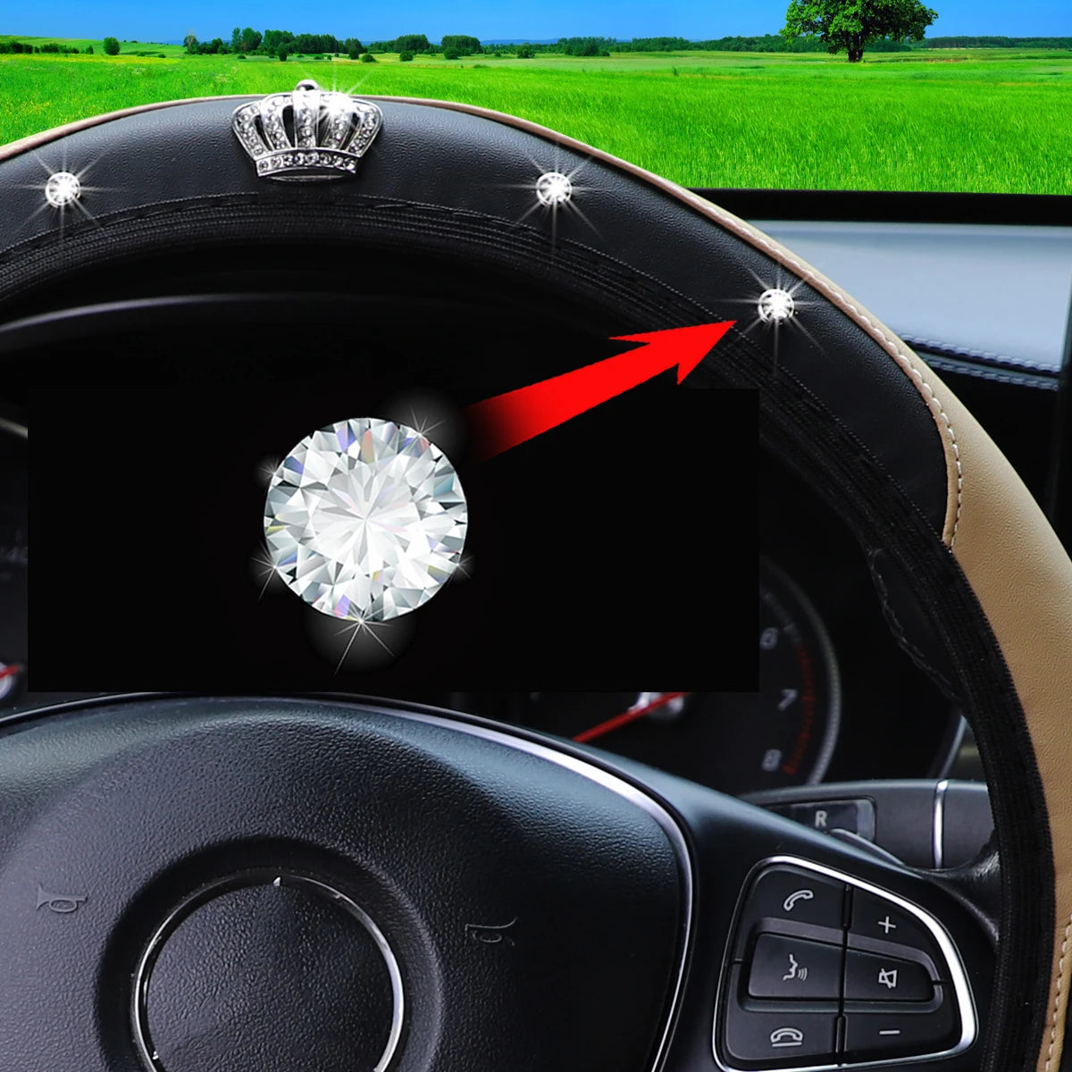 3-Piece Leather Car Cover Set – Crown Design