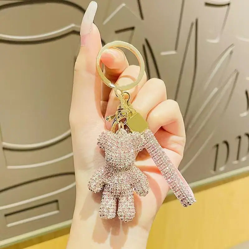 Pink Bear Keychain (Gold Edges)