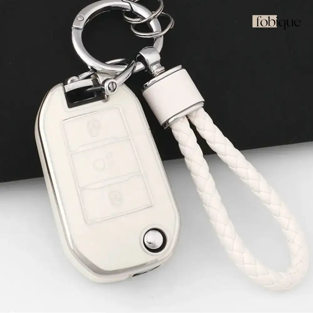 Classic Collection | Car Key Cover Compatible with Citroën C4 Picasso, C4 Cactus, DS & more – 3-Button Smart Key Case Fobique
