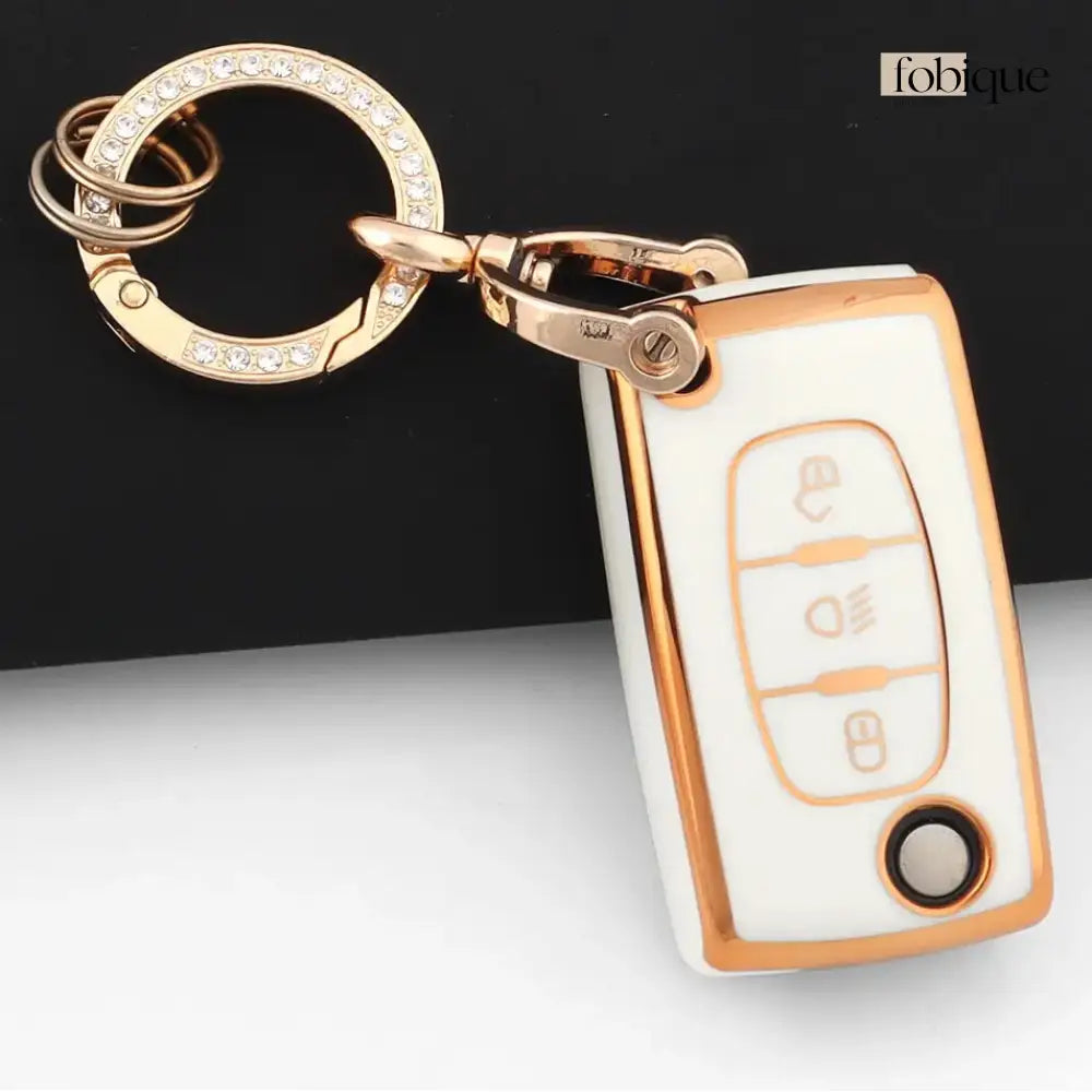 Classic Collection | Car Key Cover Compatible with Citroën Nemo, Relay, Jumper & more – 3-Button Flip Key Case Fobique