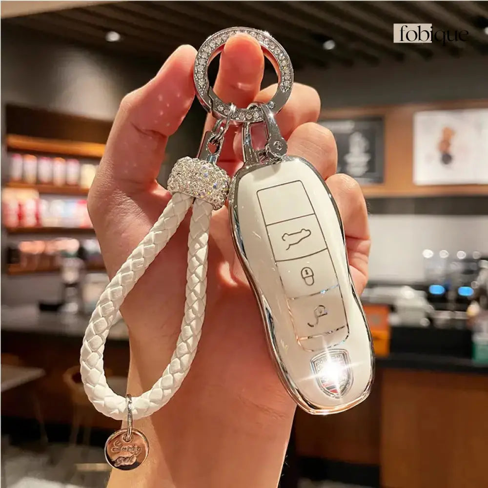 Elegant Collection | Key Cover Fob Case Suitable for Porsche Panamera Cayenne Macan 911 Boxster Cayman & More Fobique