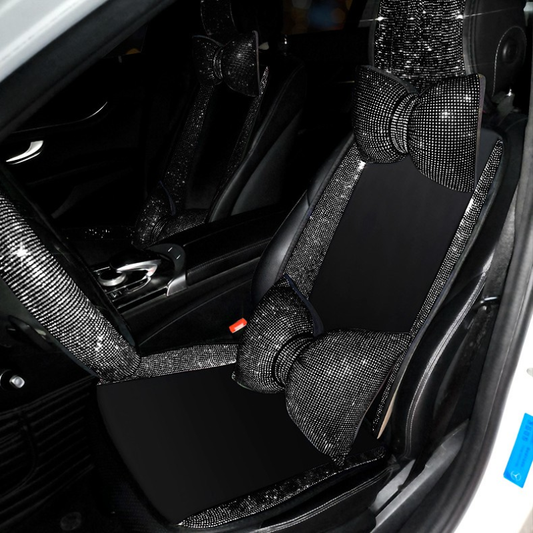Complete Black Sparkling Set – Seat Covers, Pillows, Steering Cover & More