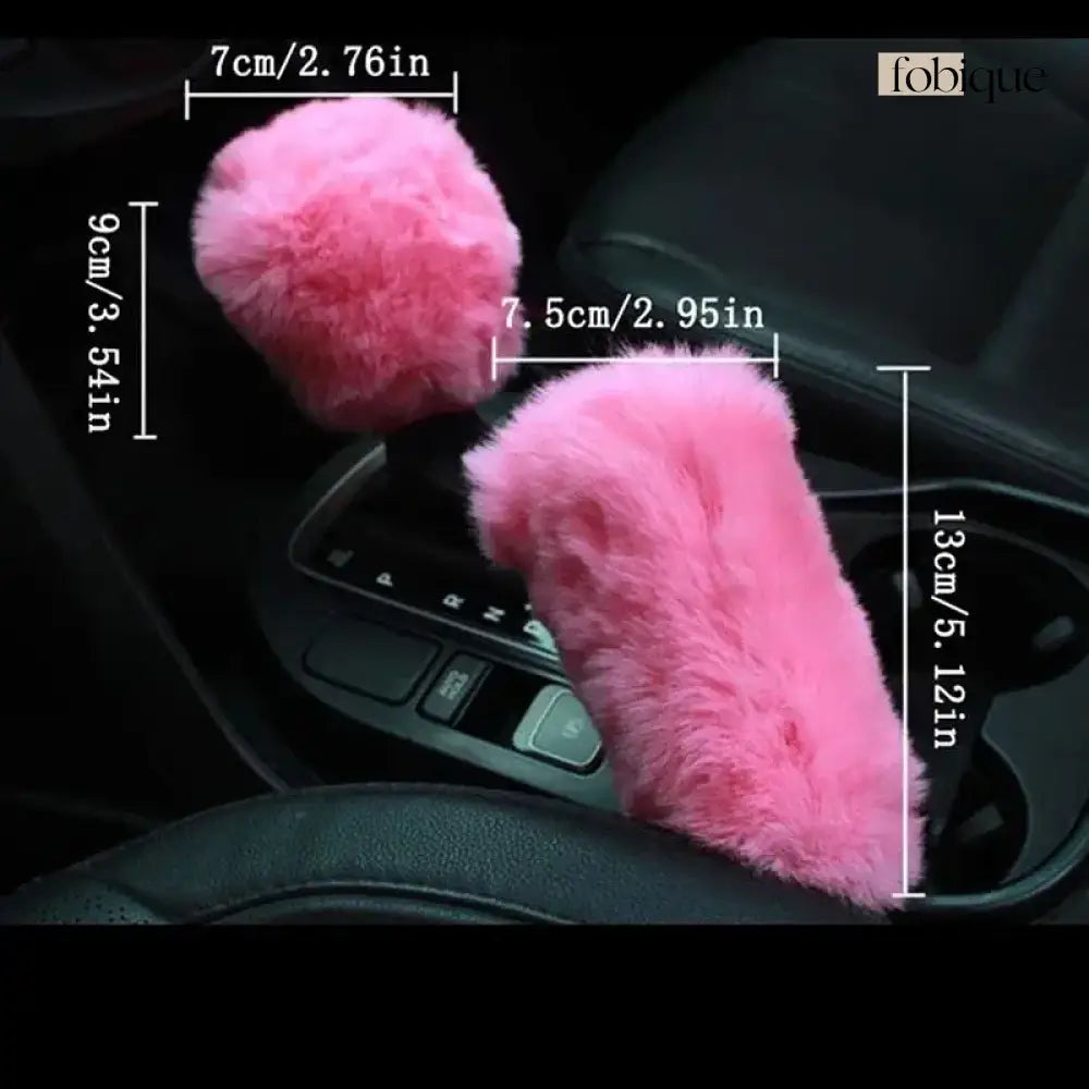 3-Piece Plush Car Cover Set – Steering, Gearshift & Handbrake Fobique