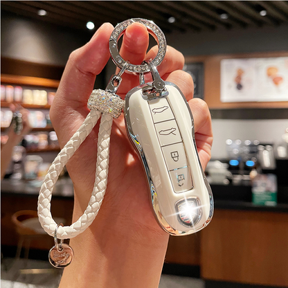 Elegant Collection ~ Key Cover Fob Case Suitable for Porsche Panamera Cayenne Macan 911 Boxster Cayman 981 991 & More