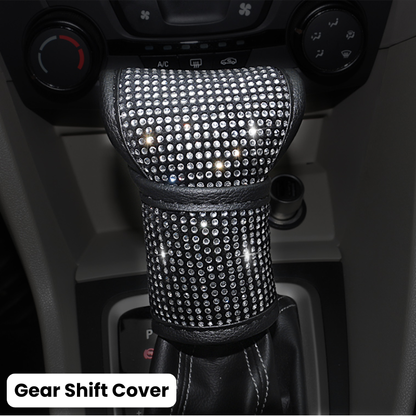 Complete White Sparkling Set – Seat Covers, Pillows, Steering Cover & More