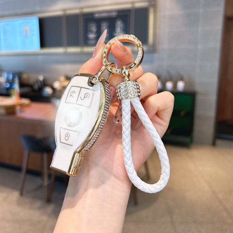 Royale Lederkollektion | Schlüsselanhängerhülle passend für Mercedes A-Klasse, B-Klasse, C-Klasse, E-Klasse und mehr 