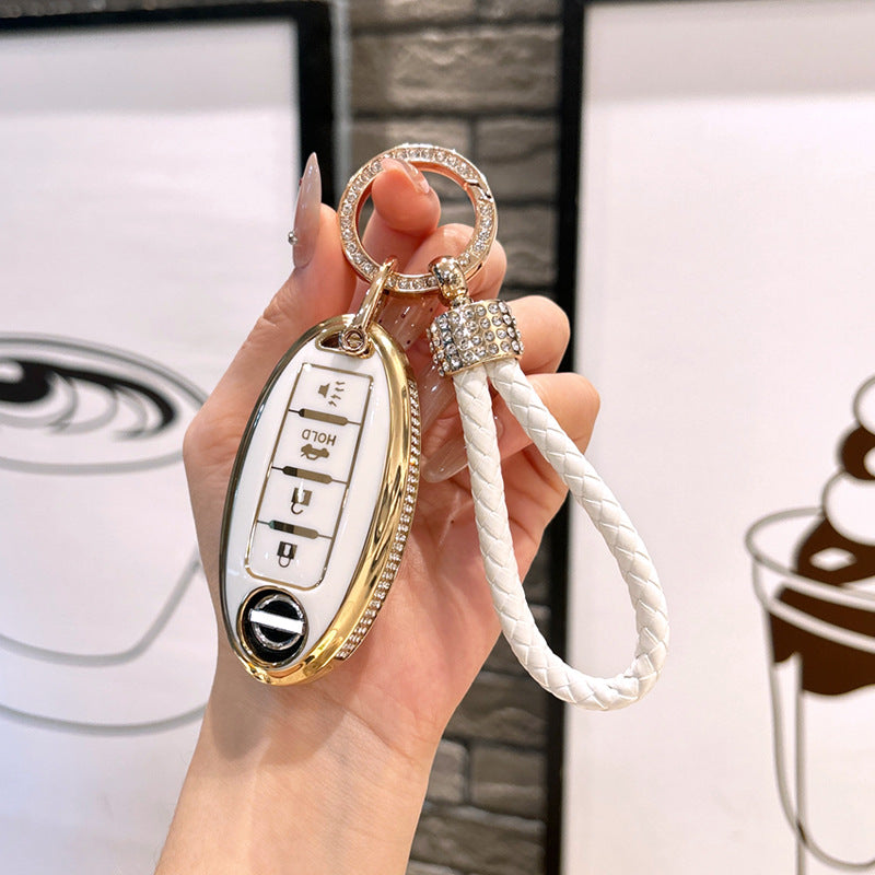 Collection Royale Leather | Étui porte-clés pour Infiniti M35, M37, Q70, FX50 | Clé intelligente à 4 boutons