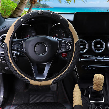 3-Piece Leather Car Cover Set – Crown Design