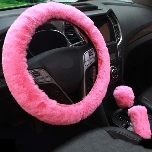 3-Piece Plush Car Cover Set – Steering, Gearshift & Handbrake