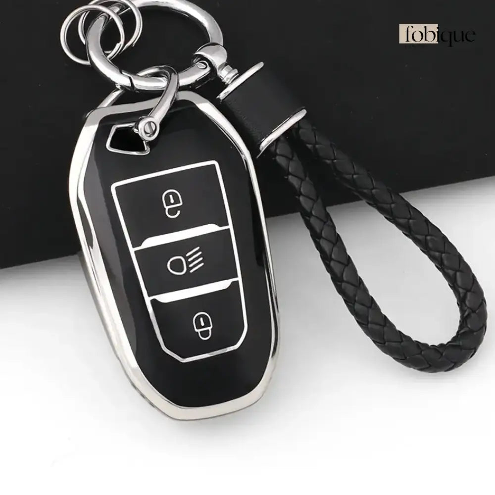 Classic Collection | Car Key Cover Compatible with Citroën C4 Picasso, C4 Cactus, C3 & more – 3-Button Smart Key Case Fobique