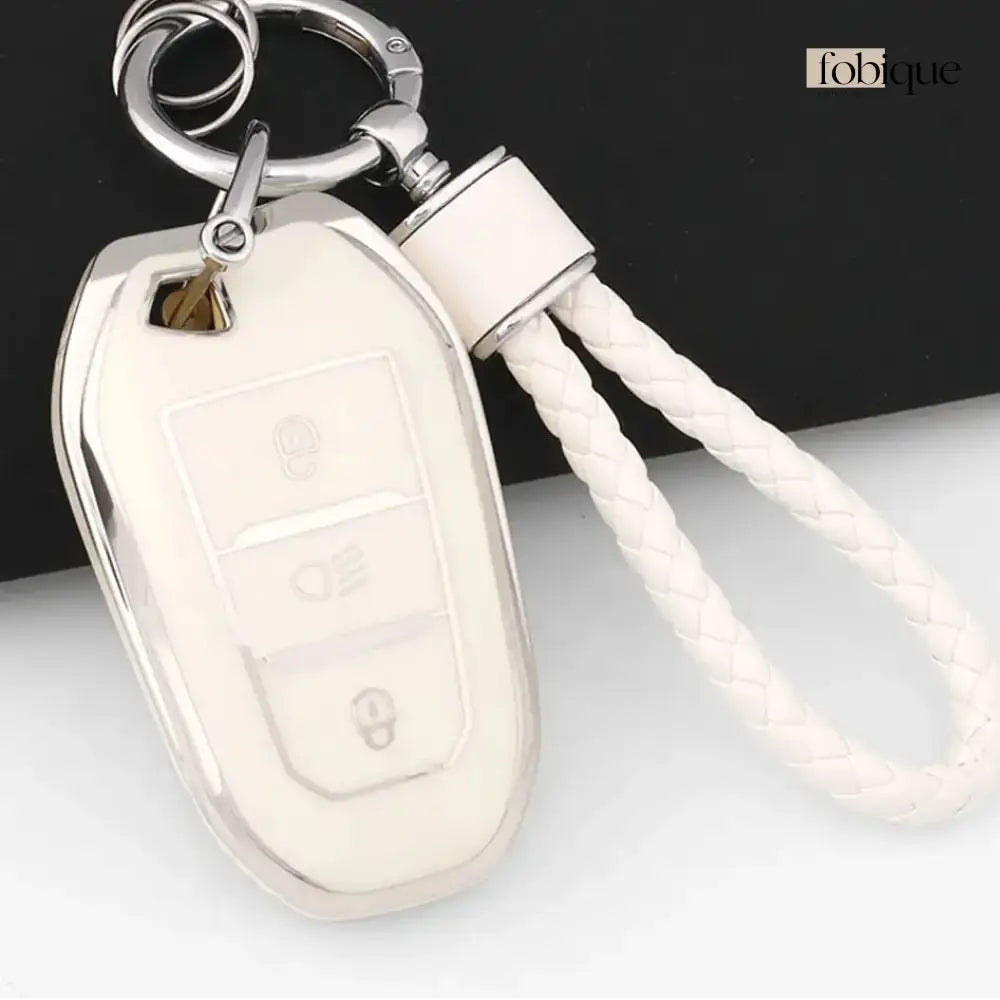 Classic Collection | Car Key Cover Compatible with Citroën C4 Picasso, C4 Cactus, C3 & more – 3-Button Smart Key Case Fobique