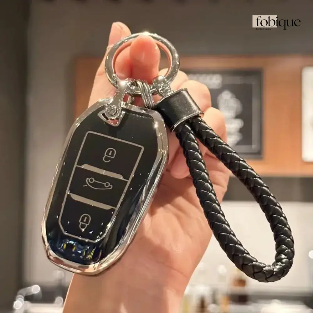 Classic Collection | Car Key Cover Compatible with Citroën C4 Picasso, C4 Cactus & DS Models – 3-Button Smart Key Case Fobique