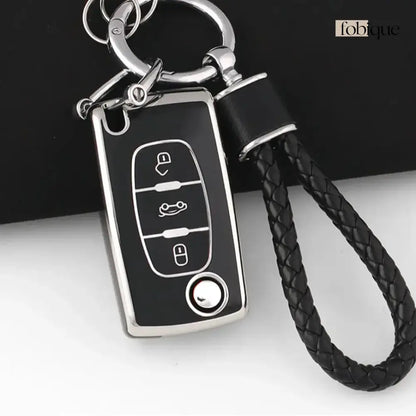 Classic Collection | Car Key Cover Compatible with Citroën C4, C5, C4 Picasso & More – 3-Button Flip Key Case Fobique