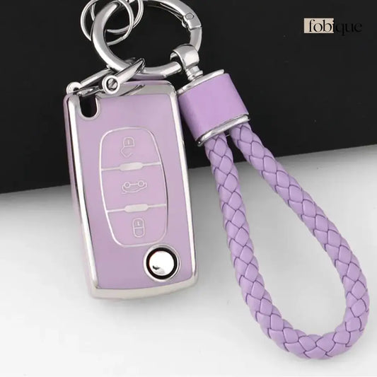 Classic Collection | Car Key Cover Compatible with Citroën C4, C5, C4 Picasso & More – 3-Button Flip Key Case Fobique