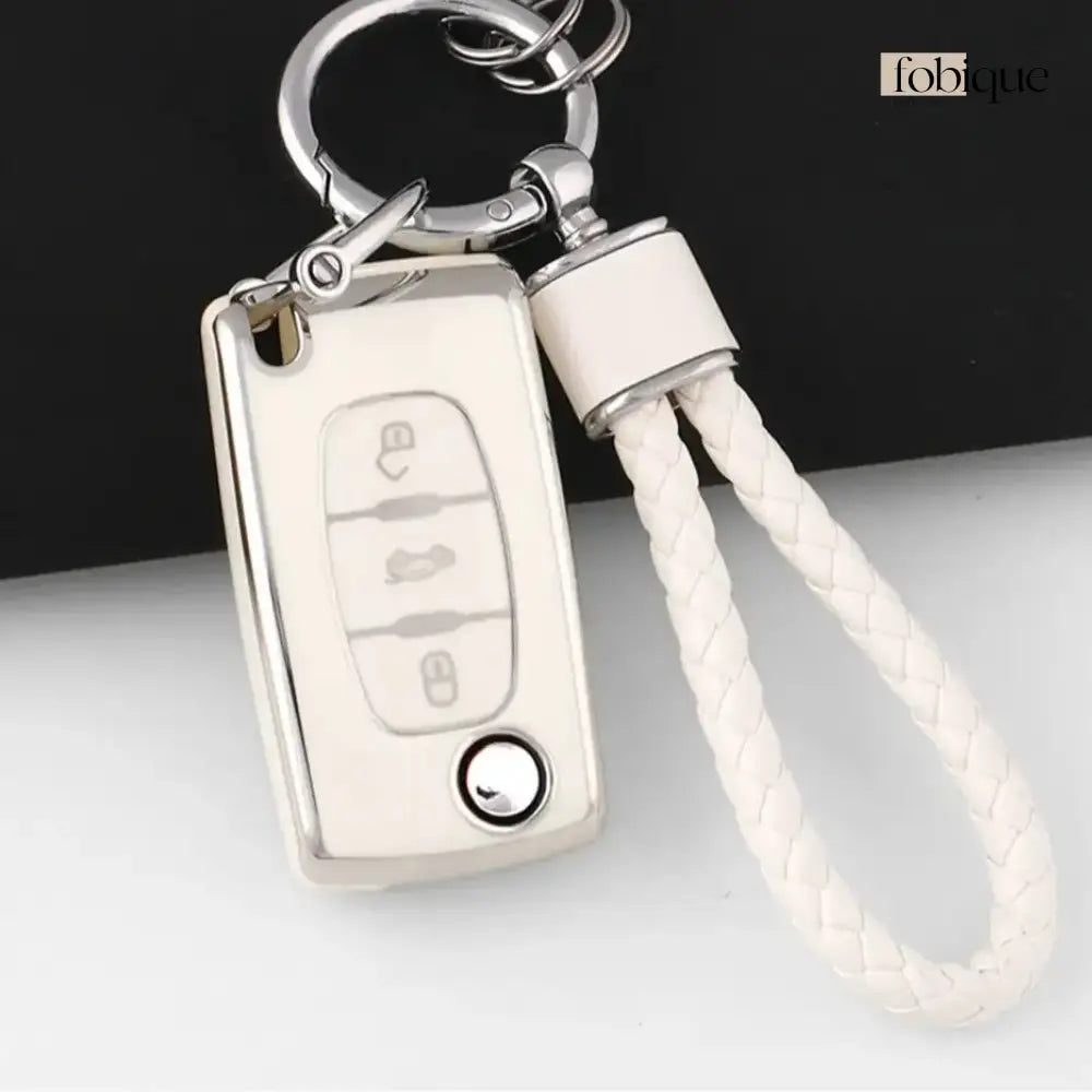Classic Collection | Car Key Cover Compatible with Citroën C4, C5, C4 Picasso & More – 3-Button Flip Key Case Fobique