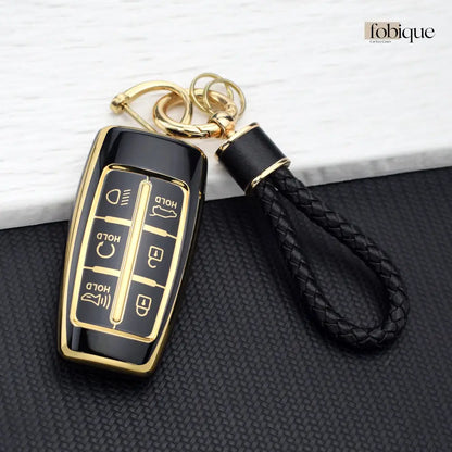 Classic Collection | Car Key Cover Compatible with Genesis G70 G80 G90 & More | 6‑Button Smart Key Black