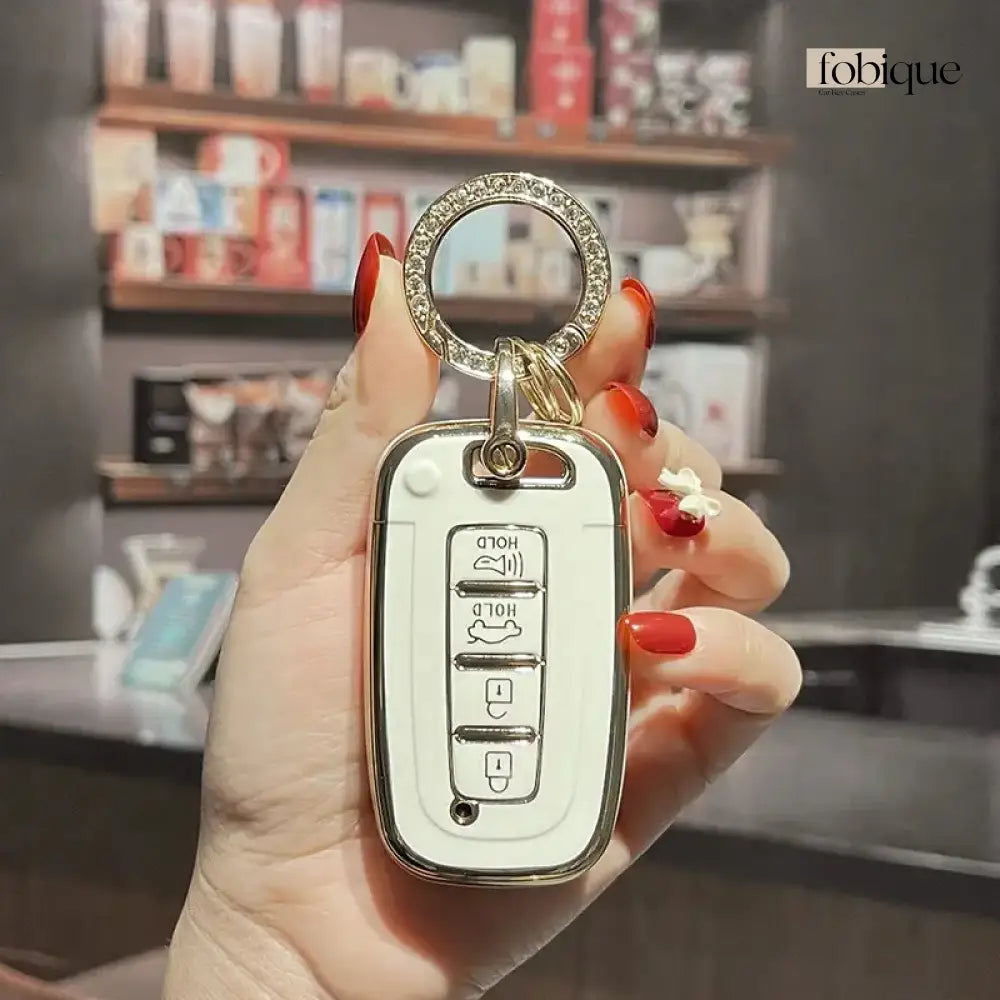 Classic Collection | Car Key Cover Compatible with Genesis G70, G80, GV70 & more – 4-Button Smart Key Case Fobique