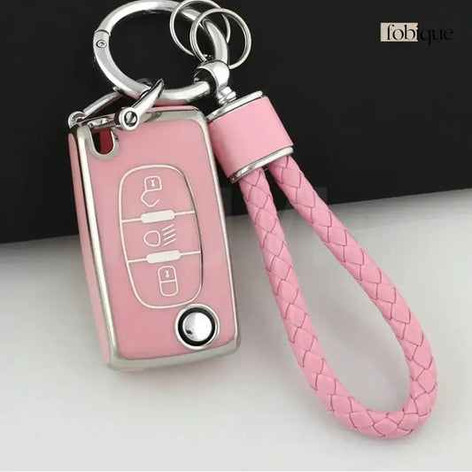 Classic Collection | Car Key Cover Compatible with Citroën Nemo, Relay, Jumper & more – 3-Button Flip Key Case Fobique