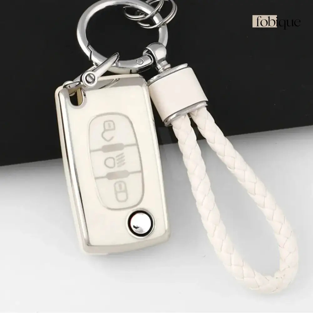 Classic Collection | Car Key Cover Compatible with Citroën Nemo, Relay, Jumper & more – 3-Button Flip Key Case Fobique