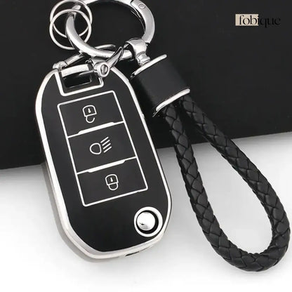 Classic Collection | Car Key Cover Compatible with Citroën C4 Picasso, C4 Cactus, DS & more – 3-Button Smart Key Case Fobique