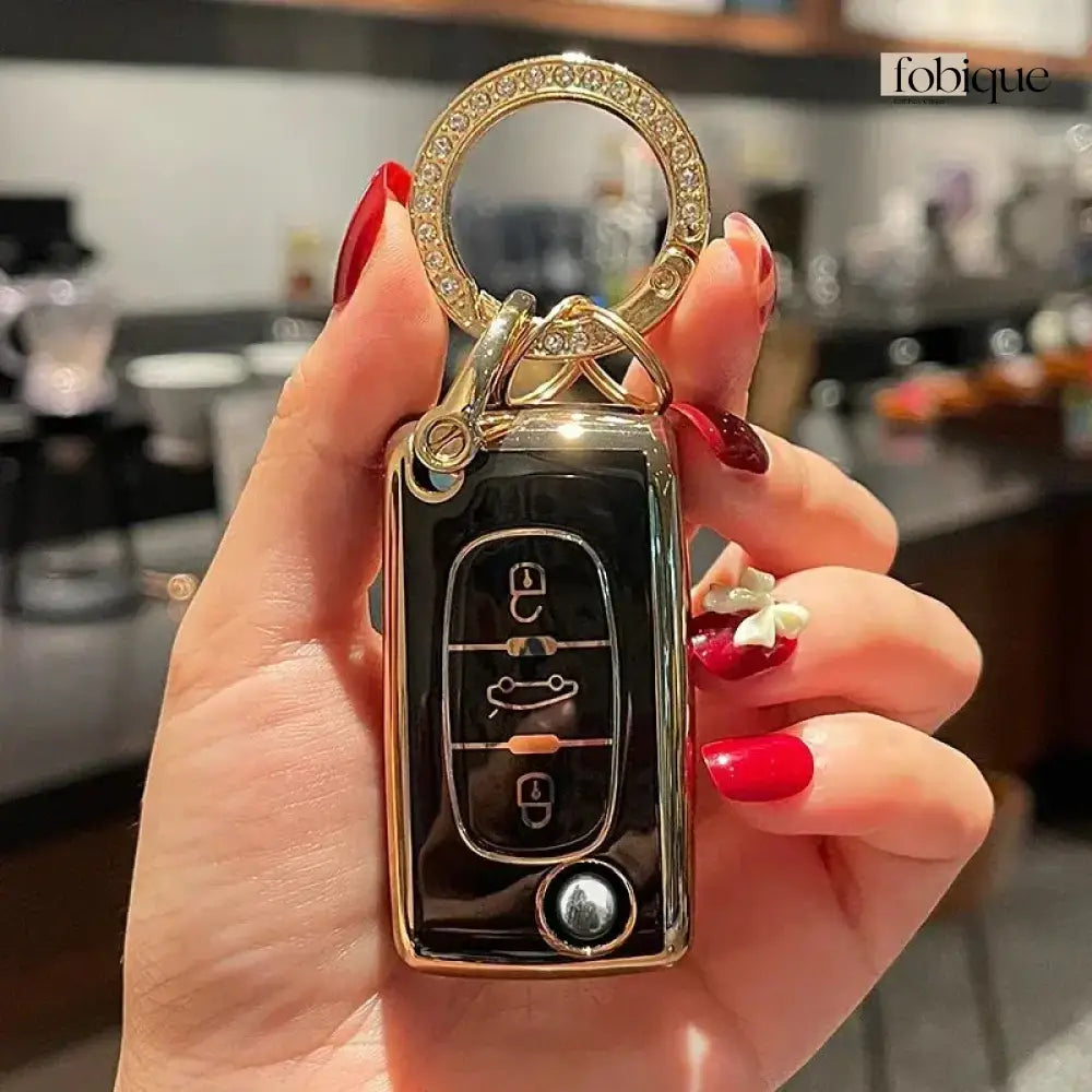 Classic Collection | Car Key Cover Compatible with Citroën C4, C5, C4 Picasso & More – 3-Button Flip Key Case Fobique