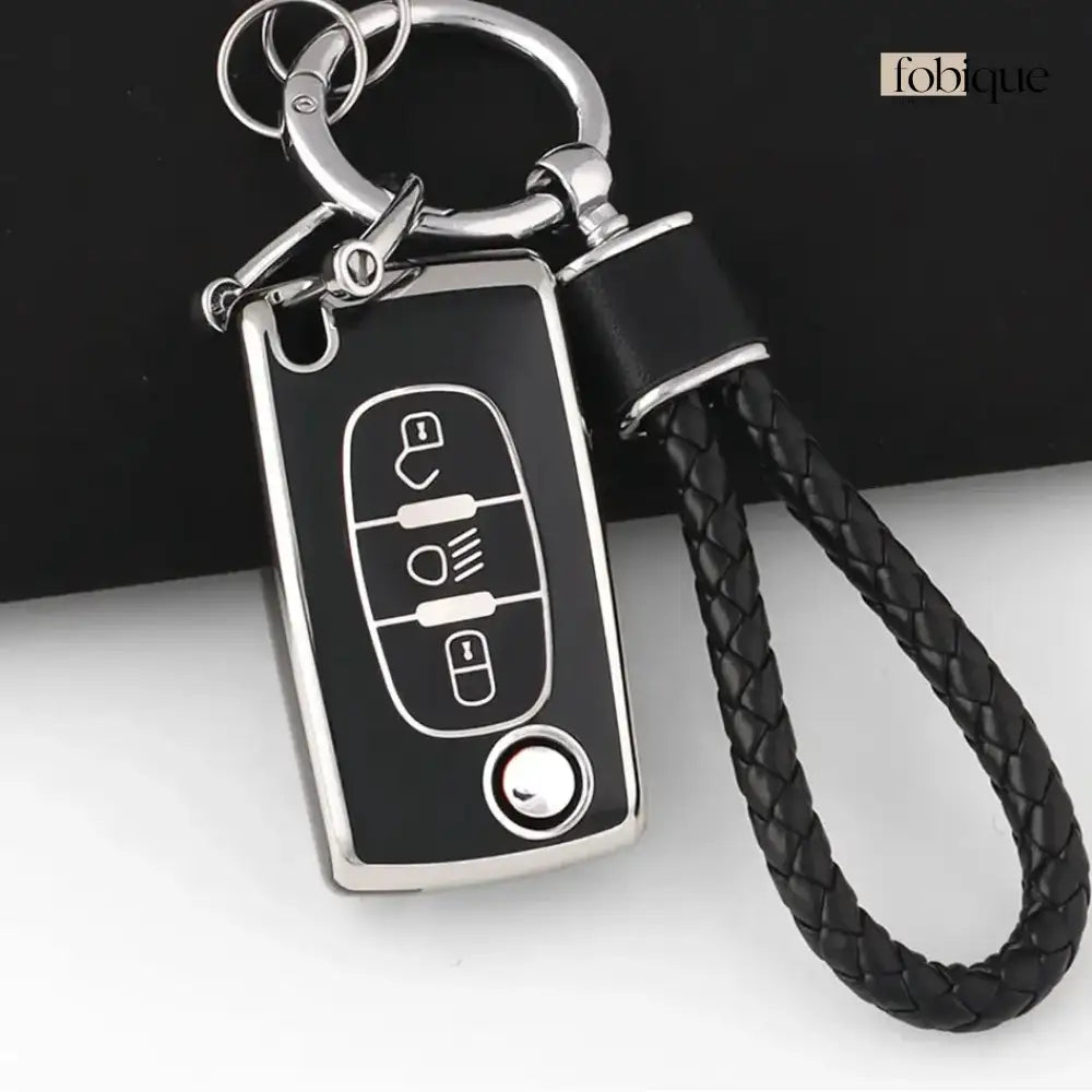 Classic Collection | Car Key Cover Compatible with Citroën Nemo, Relay, Jumper & more – 3-Button Flip Key Case Fobique