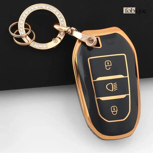 Classic Collection | Car Key Cover Compatible with Citroën C4 Picasso, C4 Cactus, C3 & more – 3-Button Smart Key Case Fobique