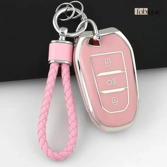 Classic Collection | Car Key Cover Compatible with Citroën C4 Picasso, C4 Cactus, C3 & more – 3-Button Smart Key Case Fobique