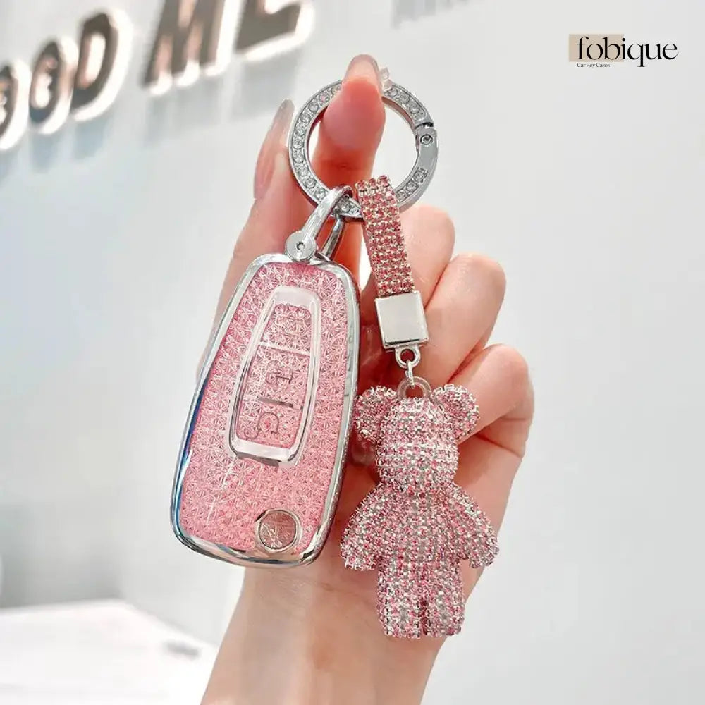 Deluxe Collection | Car Key Cover Compatible with Ford Focus, Fiesta, Transit & more – 3-Button Flip Key Case Fobique