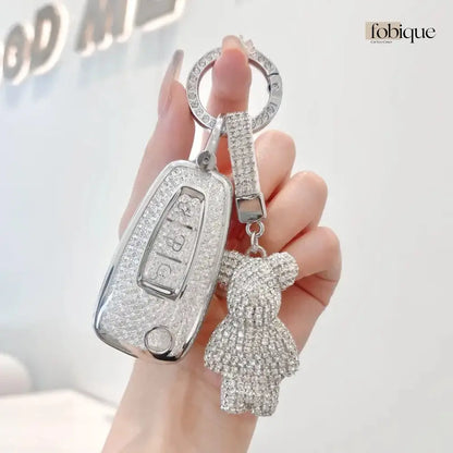 Deluxe Collection | Car Key Cover Compatible with Ford Focus, Fiesta, Transit & more – 3-Button Flip Key Case Fobique