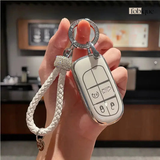Elegant Collection | Car Key Cover Compatible with Chrysler 200, 300, Jeep Cherokee & More – 4-Button Smart Key Case Fobique