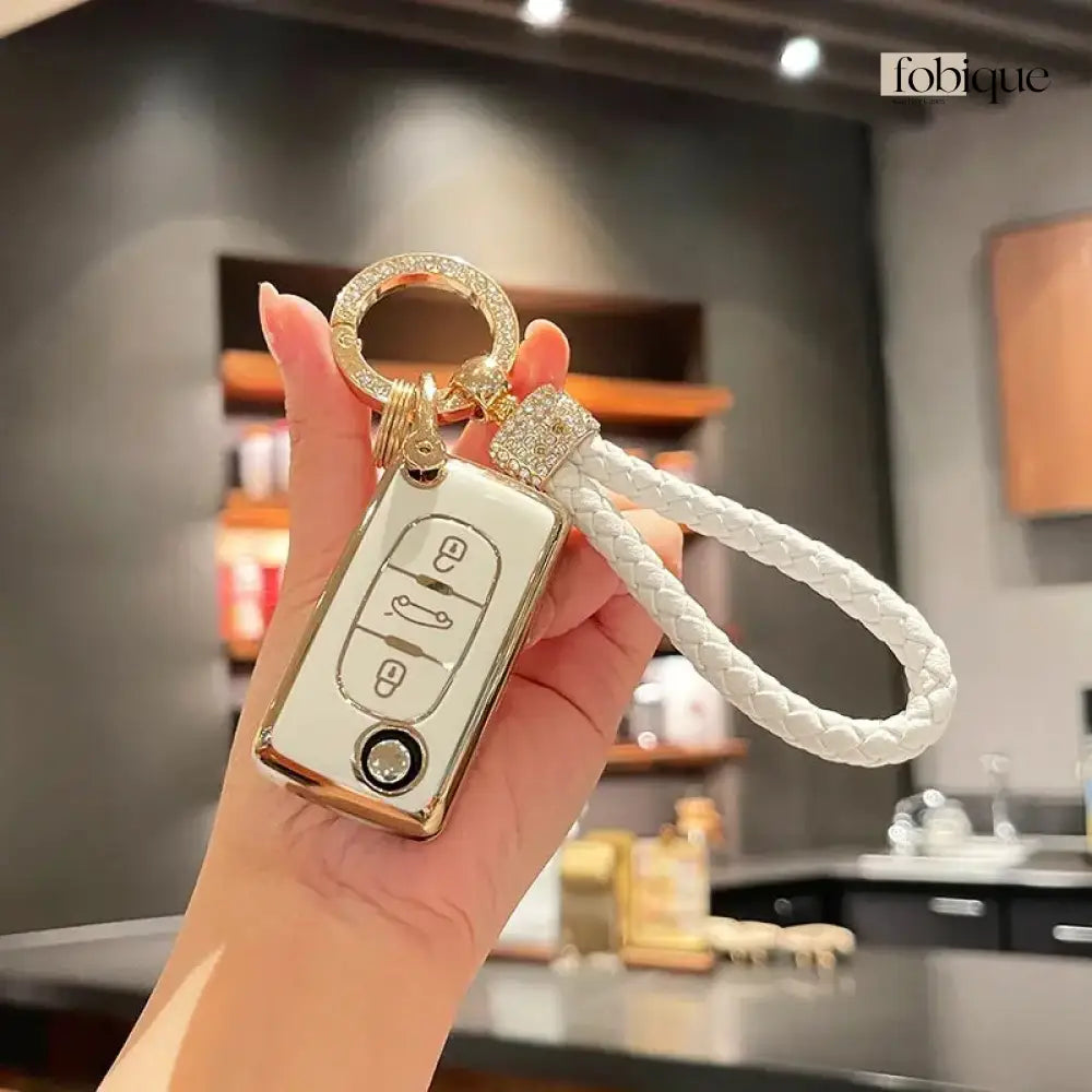 Elegant Collection | Car Key Cover Compatible with Citroën C4, C5, C4 Picasso & More – 3-Button Flip Key Case Fobique