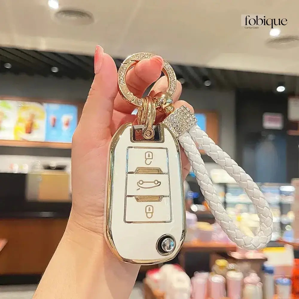 Elegant Collection | Car Key Cover Compatible with Citroën Xsara Picasso, Berlingo & C5 – 3-Button Round Remote Case Fobique