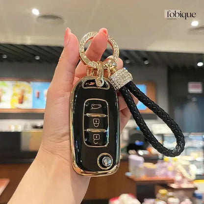 Elegant Collection | Car Key Cover Compatible with Dacia Solenza & Renault Clio, Twingo, Kangoo – 1-Button Remote Case Fobique