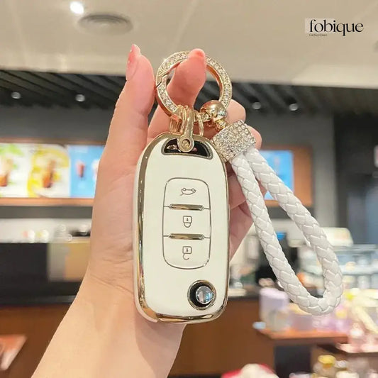 Elegant Collection | Car Key Cover Compatible with Dacia Solenza & Renault Clio, Twingo, Kangoo – 1-Button Remote Case Fobique