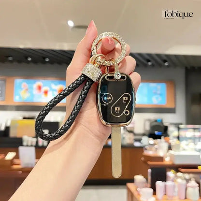 Elegant Collection | Car Key Cover Compatible with Honda Civic, CR-V, Accord, Element & more – 2/3-Button Integrated Remote Key Case Fobique