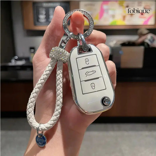 Elegant Collection | Car Key Cover Compatible with Citroën Xsara Picasso, Berlingo & C5 – 3-Button Round Remote Case Fobique