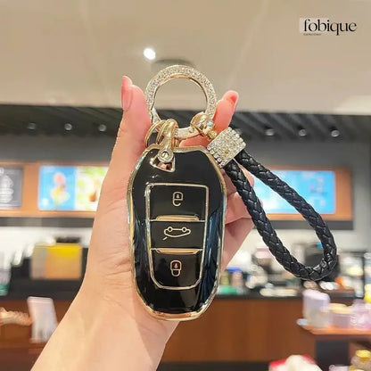 Elegant Collection | Car Key Cover Compatible with Citroën C4 Picasso, C4 Cactus & DS Models – 3-Button Smart Key Case Fobique