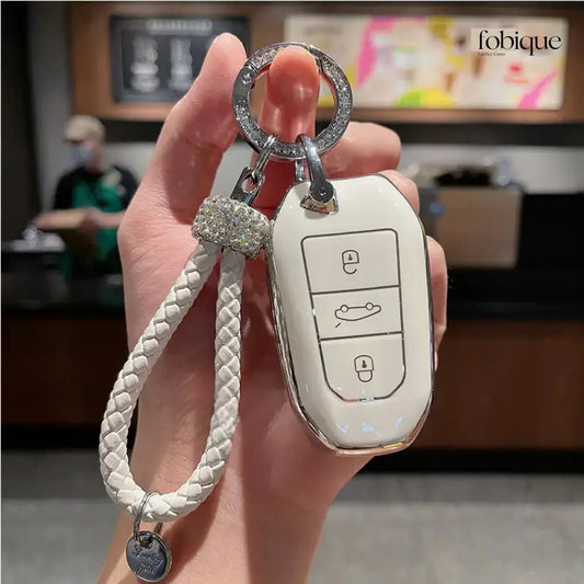 Elegant Collection | Car Key Cover Compatible with Citroën C4 Picasso, C4 Cactus & DS Models – 3-Button Smart Key Case Fobique