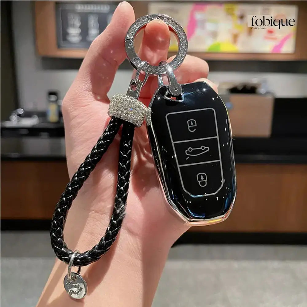 Elegant Collection | Car Key Cover Compatible with Citroën C4 Picasso, C4 Cactus & DS Models – 3-Button Smart Key Case Fobique